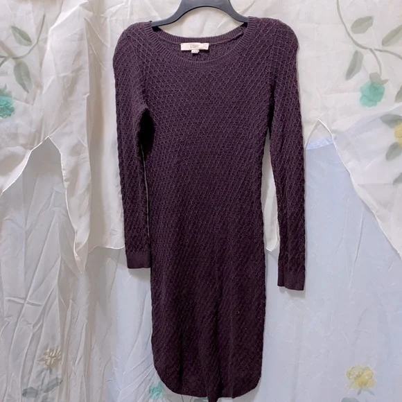 motel rocks purple floral dress Ann Taylor LOFT Women's Sweater Dress small S Purple Argyle Diamond Wool Blend